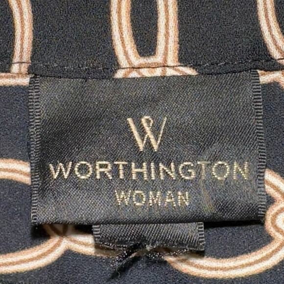 Worthington Black & Gold Chain PatternV Neck Blouse - Picture 5 of 5
